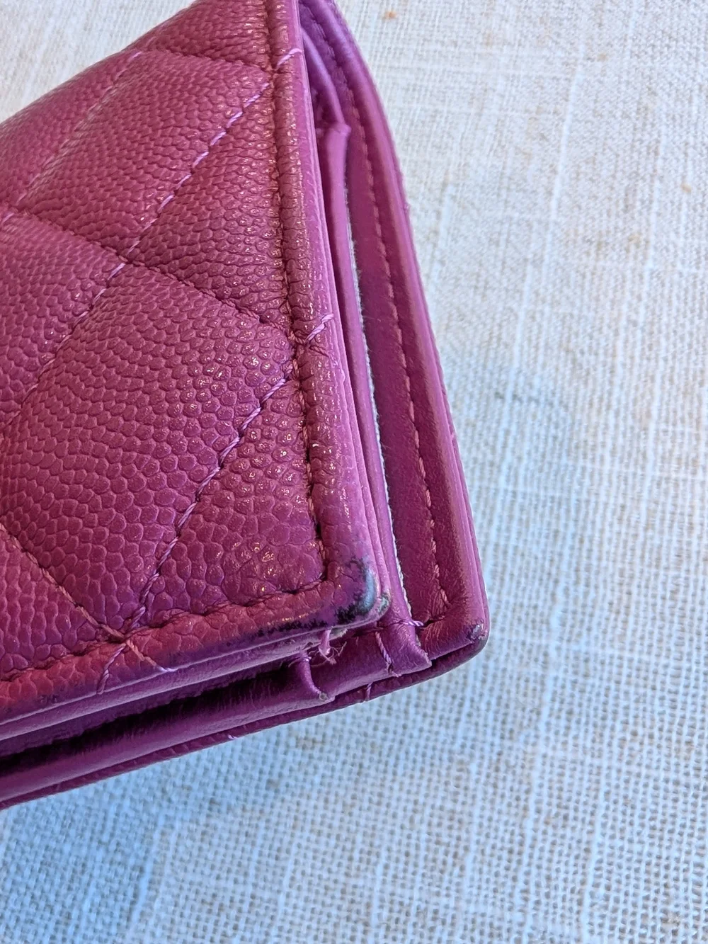 Chanel Quilted Small Wallet in Plum with Gold CC Logo